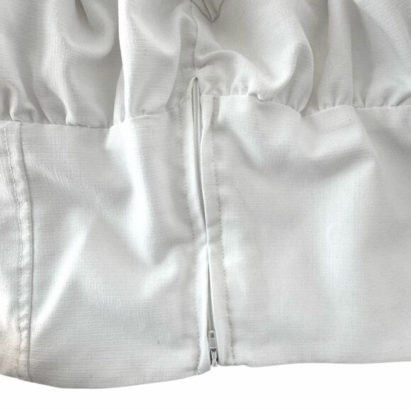 Lottie Moss White Ruffled Puff Sleeve Cropped Blouse Sz M - Picture 11 of 12
